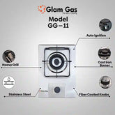 Glam Gas (GG-11) Kitchen Gas Stove 1 Burners Hob Choolha Stainless Steel Auto ignition (Natural Gas & LPG) Brand Warranty - Onestopmall.pk